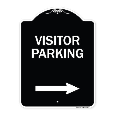 Signmission Reserved Parking Visitor Parking Arrow Pointing Right Heavy-Gauge Alum, 24" x 18", BW-1824-23023 A-DES-BW-1824-23023